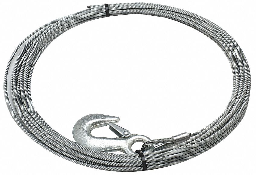 105 ft Galvanized Steel Winch Cable with 12,000 lb Working Load Limit