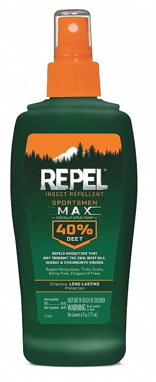 Insect Repellent: Liquid Spray, DEET, 40.00% DEET Concentration, Outdoor Only, 6 oz
