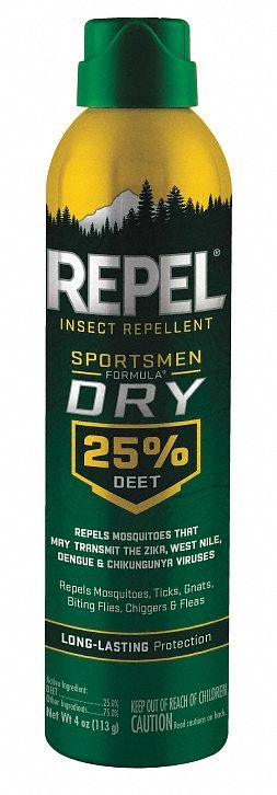 Insect Repellent: Aerosol, DEET, 25.00% DEET Concentration, Outdoor Only, 4 oz