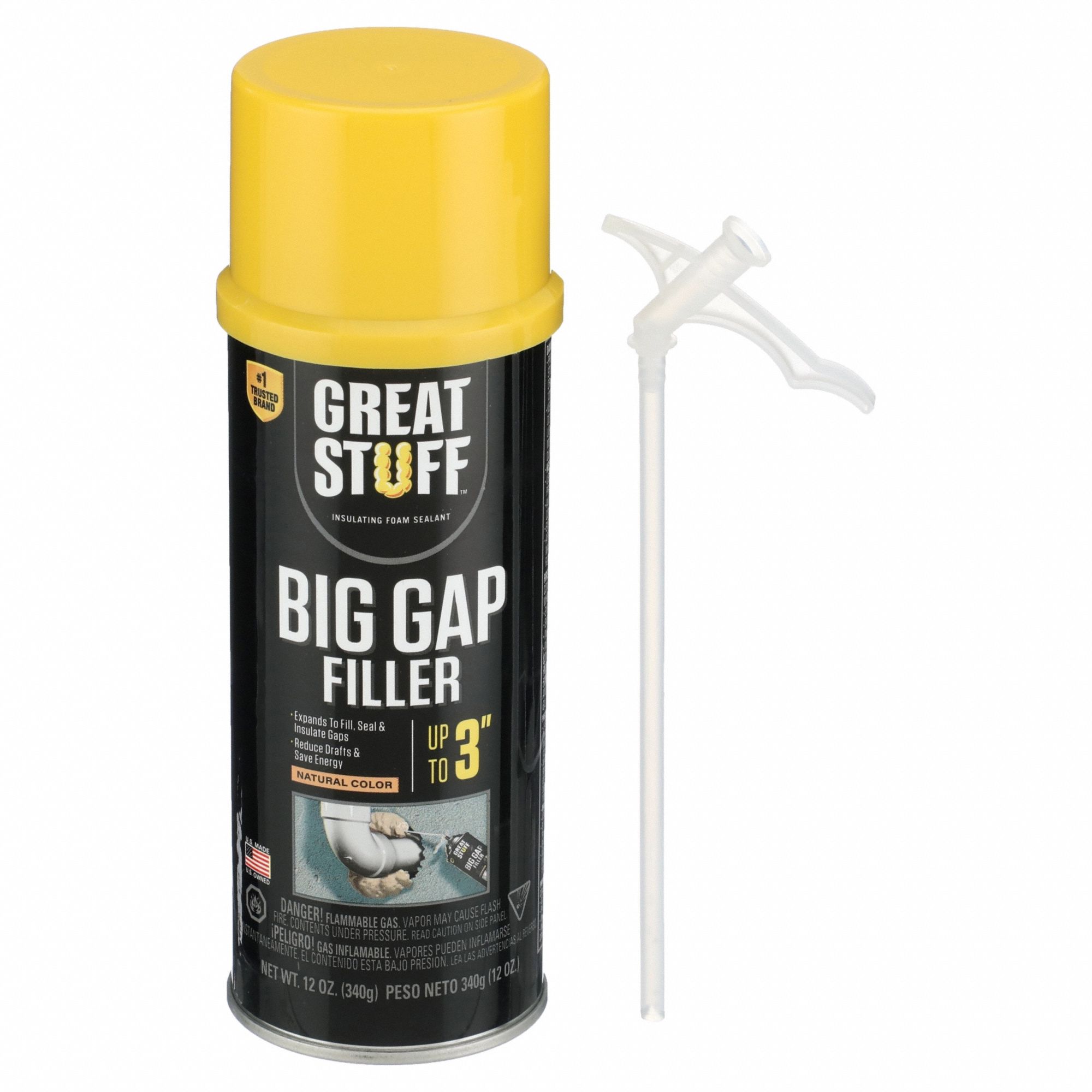 GREAT STUFF Insulating Spray Foam Sealant: Straw Grade, Cream, 12 oz  Container Size, Aerosol Can