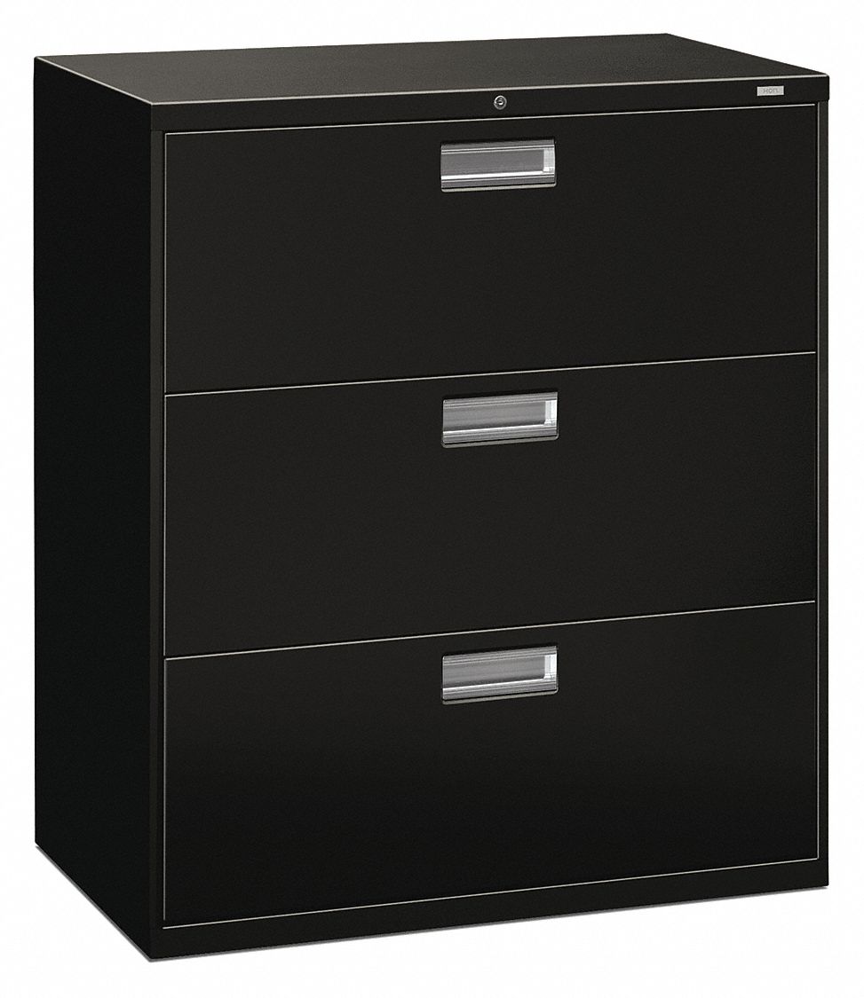 Hon Lateral File Cabinet 36inw 3 Drawers Blk 48wm67 H683 L P
