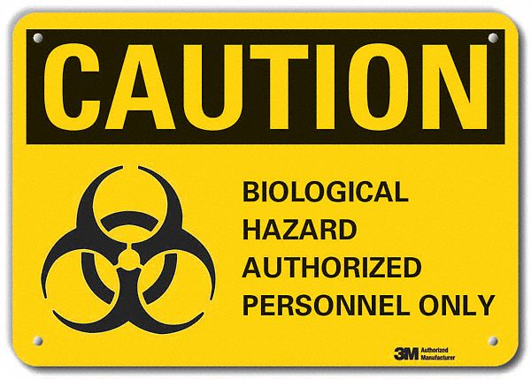 Reflective  Biohazard Caution Sign: Aluminum, Mounting Holes Sign Mounting, Engineer Grade