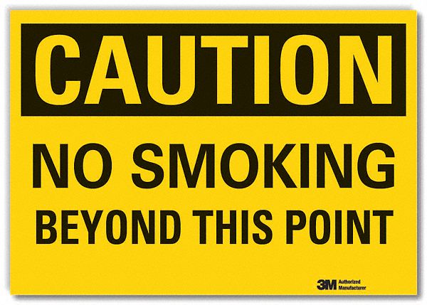  No Smoking Caution Reflective Label: Reflective Sheeting, Adhesive Sign Mounting, Engineer Grade