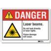 Danger: Laser Beams. Do Not Look Directly At Laser Lights. Vision Damage Will Occur. Signs