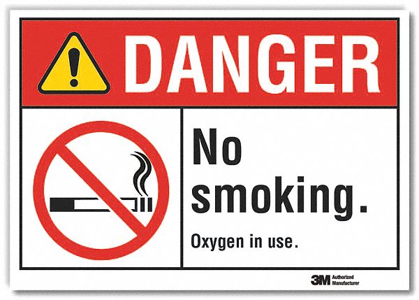  No Smoking Danger Reflective Label: Reflective Sheeting, Adhesive Sign Mounting, Engineer Grade