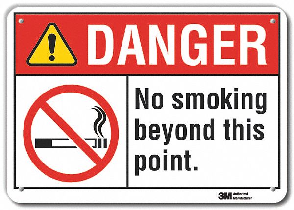Reflective  No Smoking Danger Sign: Aluminum, Mounting Holes Sign Mounting, Engineer Grade