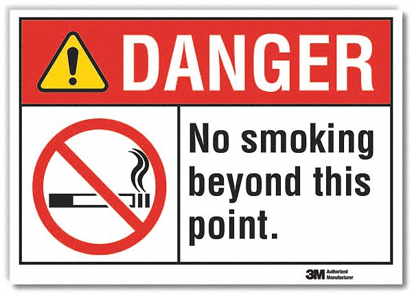  No Smoking Danger Reflective Label: Reflective Sheeting, Adhesive Sign Mounting, Engineer Grade