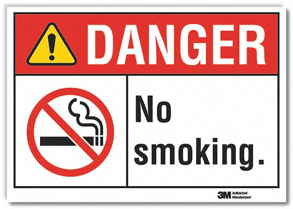  No Smoking Danger Reflective Label: Reflective Sheeting, Adhesive Sign Mounting, Engineer Grade