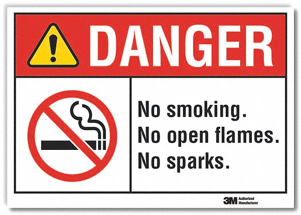  No Smoking Danger Reflective Label: Reflective Sheeting, Adhesive Sign Mounting, Engineer Grade