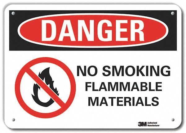 Reflective  No Smoking Danger Sign: Aluminum, Mounting Holes Sign Mounting, Engineer Grade, Danger