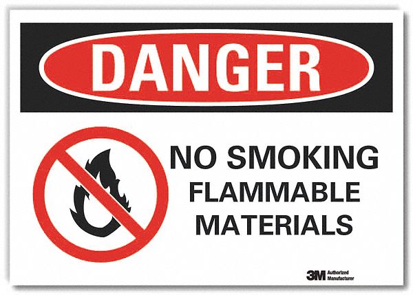  No Smoking Danger Reflective Label: Reflective Sheeting, Adhesive Sign Mounting, Engineer Grade