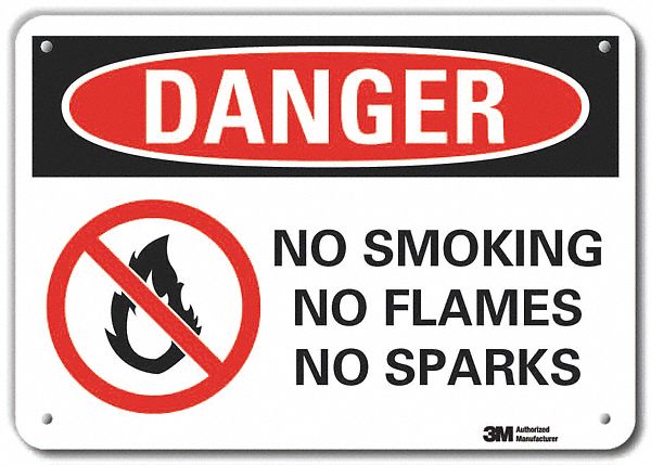 Reflective  No Smoking Danger Sign: Aluminum, Mounting Holes Sign Mounting, Engineer Grade