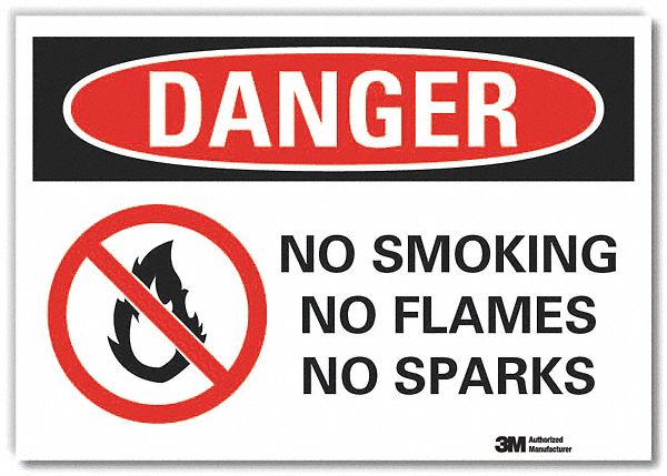  No Smoking Danger Reflective Label: Reflective Sheeting, Adhesive Sign Mounting, Engineer Grade