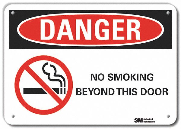 Reflective  No Smoking Danger Sign: Aluminum, Mounting Holes Sign Mounting, Engineer Grade