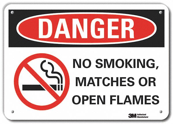 Reflective  No Smoking Danger Sign: Aluminum, Mounting Holes Sign Mounting, Engineer Grade