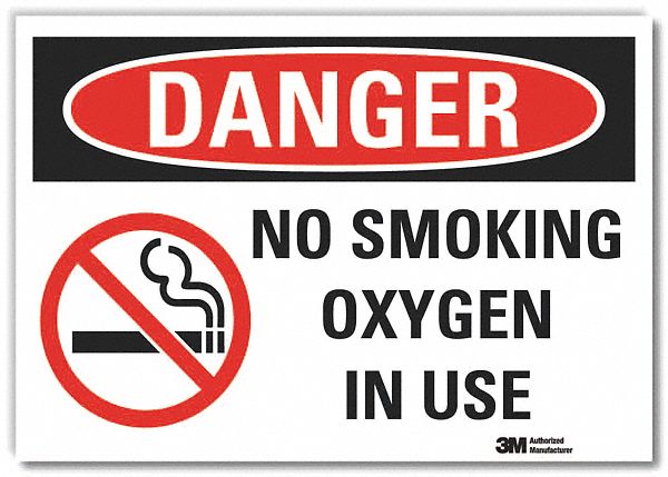  No Smoking Danger Reflective Label: Reflective Sheeting, Adhesive Sign Mounting, Engineer Grade