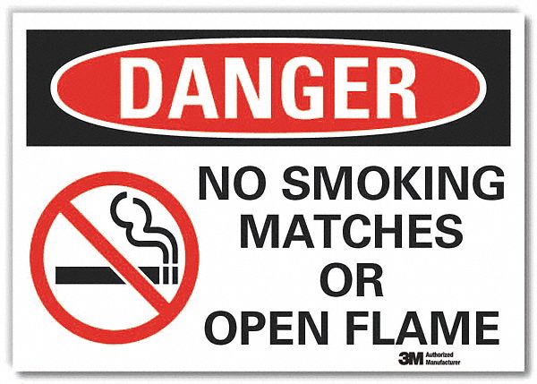  No Smoking Danger Reflective Label: Reflective Sheeting, Adhesive Sign Mounting, Engineer Grade