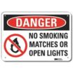 Danger: No Smoking Matches Or Open Lights Signs