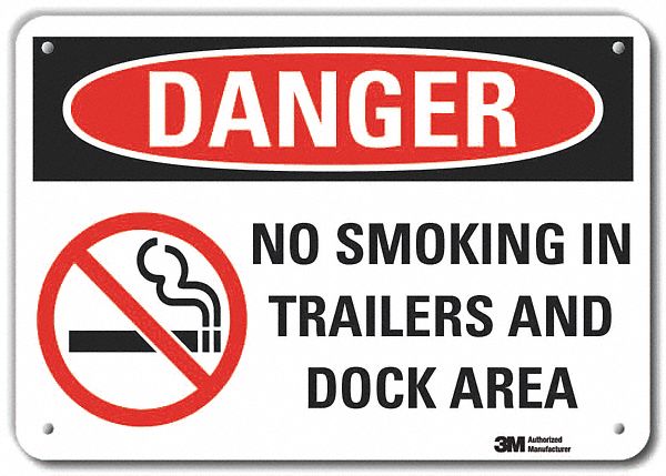 Reflective  No Smoking Danger Sign: Aluminum, Mounting Holes Sign Mounting, Engineer Grade