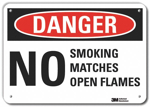 Reflective  No Smoking Danger Sign: Aluminum, Mounting Holes Sign Mounting, Engineer Grade
