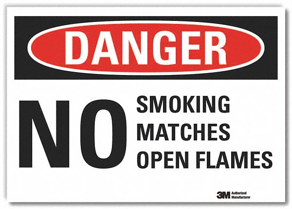  No Smoking Danger Reflective Label: Reflective Sheeting, Adhesive Sign Mounting, Engineer Grade