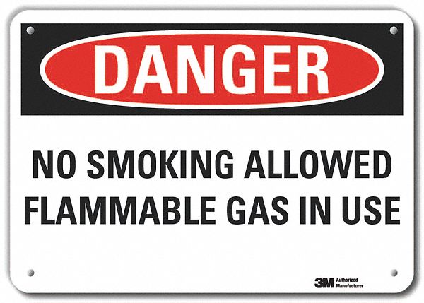 Rflct No Smoking Dangr Sign, 10x14in, Alum