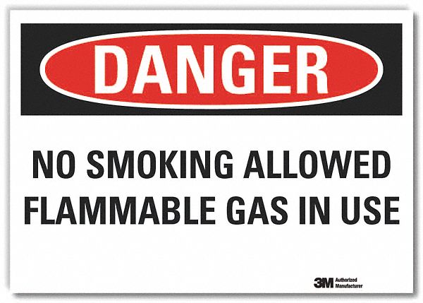 No Smoking Danger Rflct Label, 7inx10in