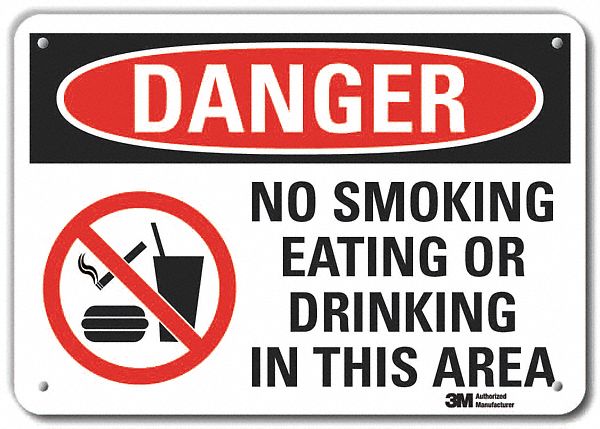Reflective  No Smoking Danger Sign: Aluminum, Mounting Holes Sign Mounting, Engineer Grade