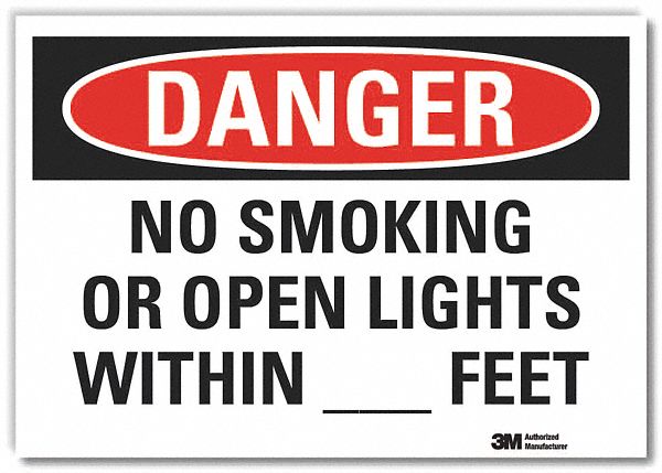  No Smoking Danger Reflective Label: Reflective Sheeting, Adhesive Sign Mounting, Engineer Grade