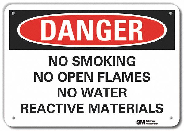Reflective  No Smoking Danger Sign: Aluminum, Mounting Holes Sign Mounting, Engineer Grade