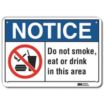 Notice: Do Not Smoke, Eat Or Drink In This Area Signs