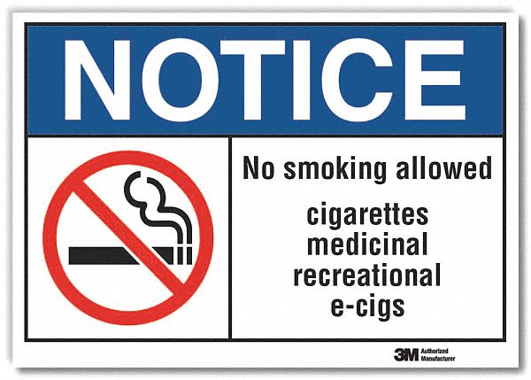  No Smoking Notice Reflective Label: Reflective Sheeting, Adhesive Sign Mounting, Engineer Grade