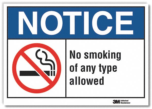 No Smoking Notice Reflective Label: Reflective Sheeting, Adhesive Sign Mounting, Engineer Grade