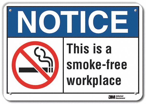 Reflective  No Smoking Notice Sign: Aluminum, Mounting Holes Sign Mounting, Engineer Grade