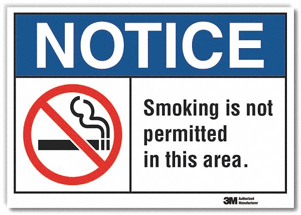  No Smoking Notice Reflective Label: Reflective Sheeting, Adhesive Sign Mounting, Engineer Grade