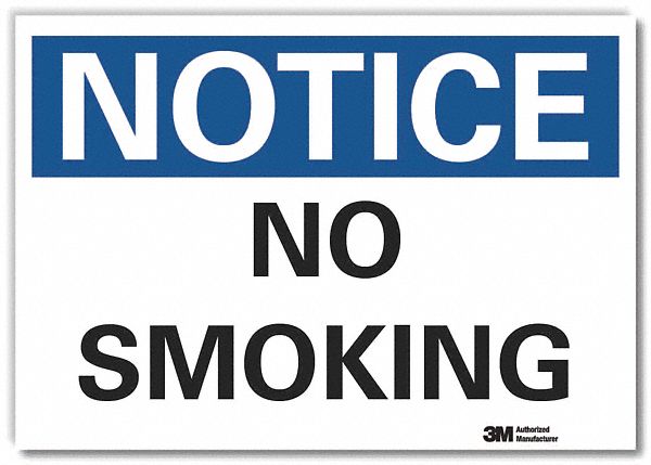 No Smoking Notice Reflective Label: Reflective Sheeting, Adhesive Sign Mounting, Engineer Grade