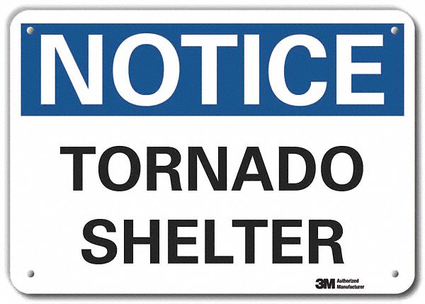 Reflective Emergency Shelter Notice Sign: Aluminum, Mounting Holes Sign Mounting, Engineer Grade