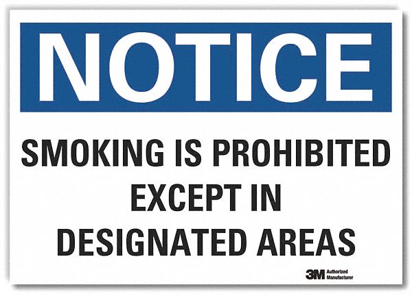  No Smoking Notice Reflective Label: Reflective Sheeting, Adhesive Sign Mounting, Engineer Grade