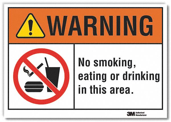 Warning Sign: Non-PVC Polymer, Adhesive Sign Mounting, 7 in x 10 in Nominal Sign Size