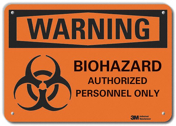 Reflective  Biohazard Warning Sign: Aluminum, Mounting Holes Sign Mounting, Engineer Grade