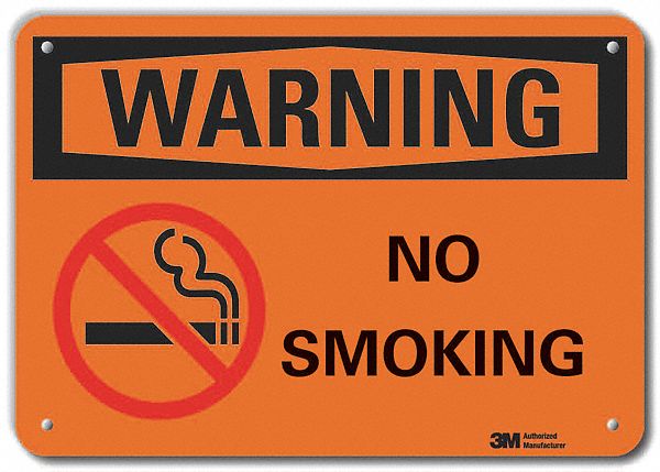 Reflective  No Smoking Warning Sign: Aluminum, Mounting Holes Sign Mounting, Engineer Grade
