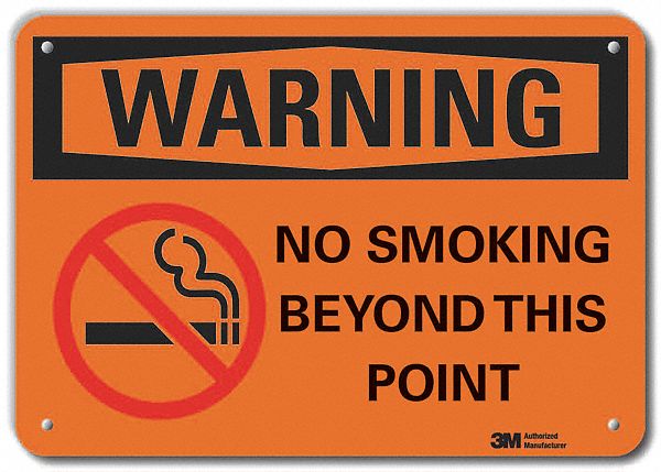 Reflective  No Smoking Warning Sign: Aluminum, Mounting Holes Sign Mounting, Engineer Grade