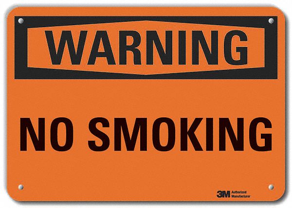 Reflective  No Smoking Warning Sign: Aluminum, Mounting Holes Sign Mounting, Engineer Grade