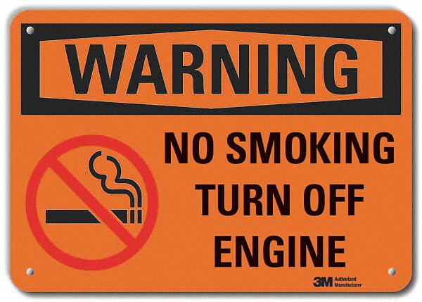 Reflective  No Smoking Warning Sign: Aluminum, Mounting Holes Sign Mounting, Engineer Grade