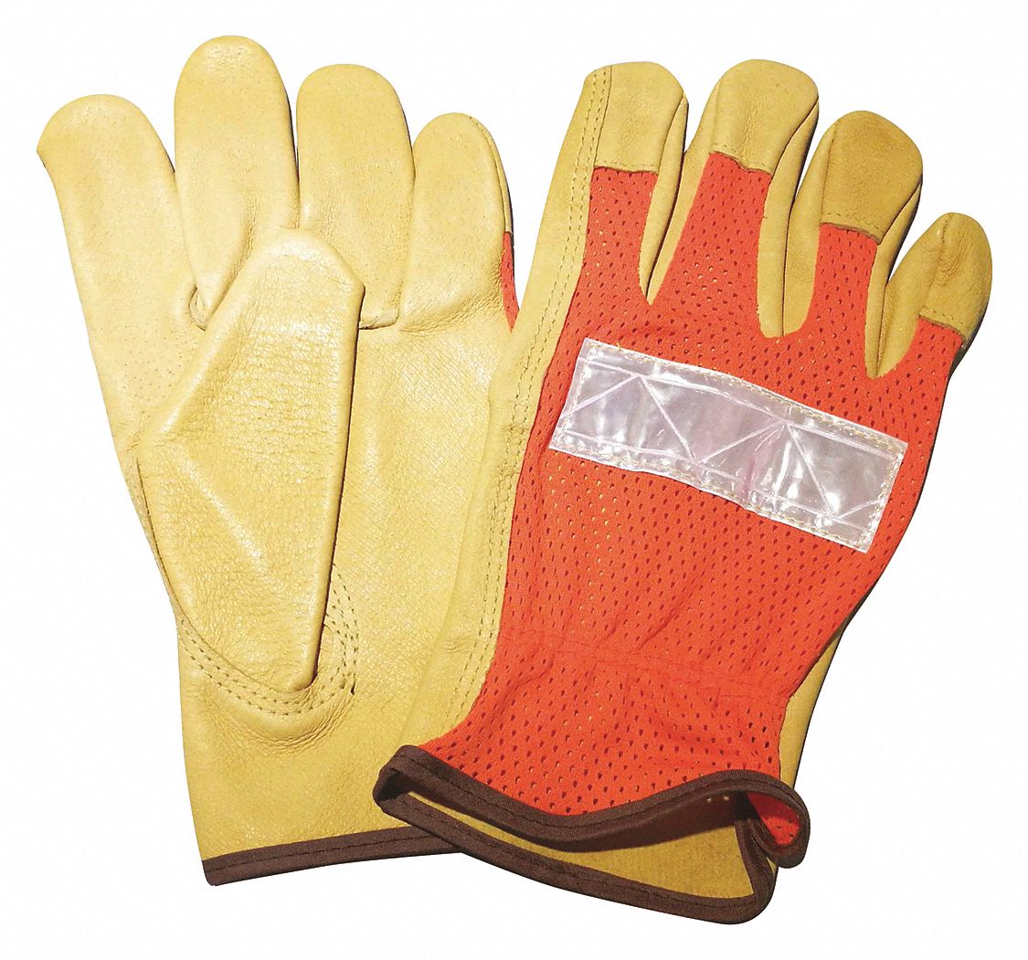 orange leather gloves