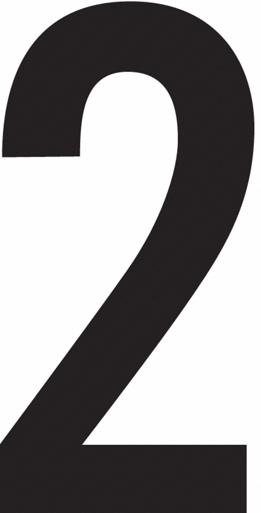 Number Label: 3 1/2 in Character Ht, Indoor/Outdoor, Non-Reflective, Black, 2, 50 Pieces, 50 PK