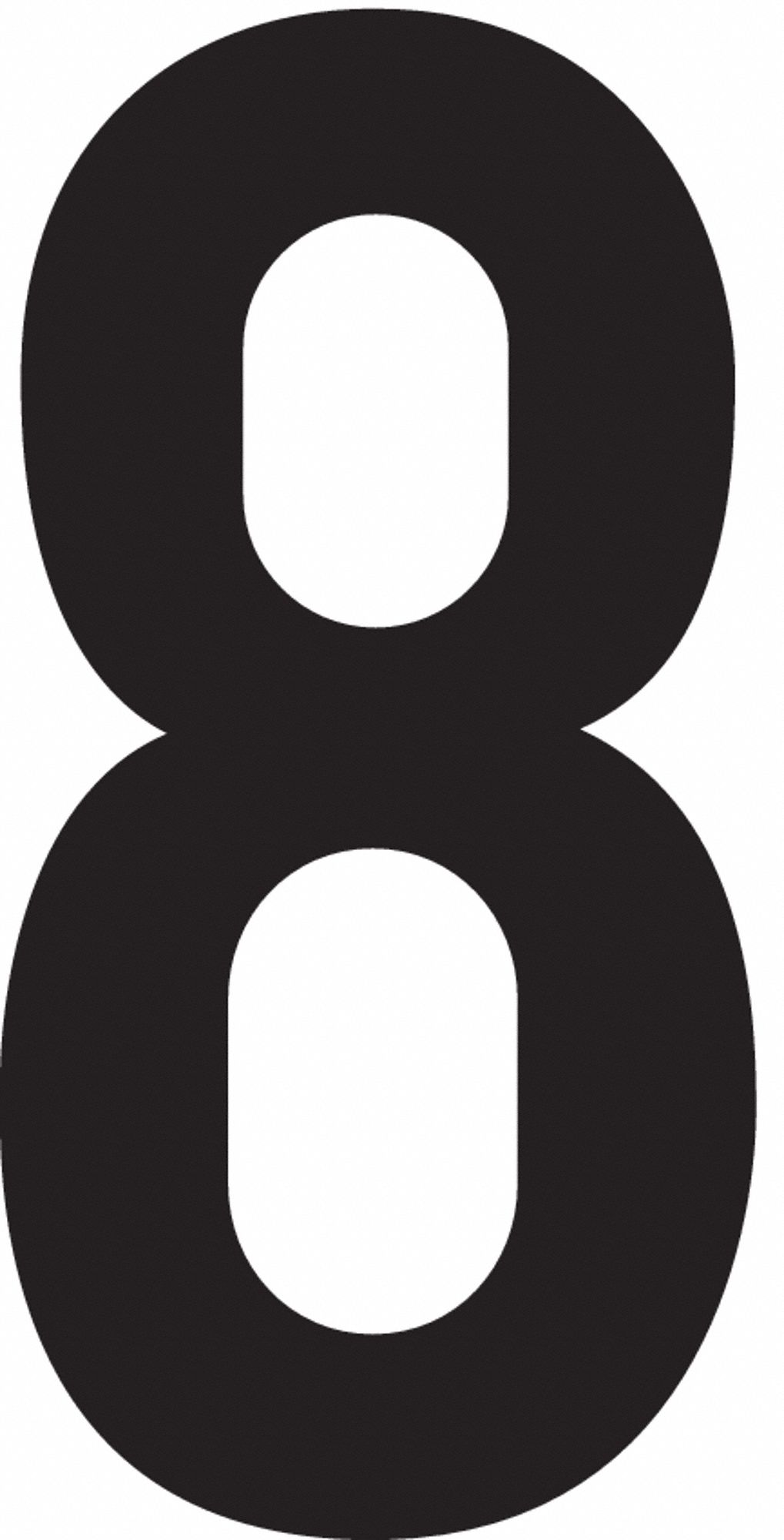 Number Label: 3 1/2 in Character Ht, Indoor/Outdoor, Non-Reflective, Black, 8, 50 Pieces, 50 PK