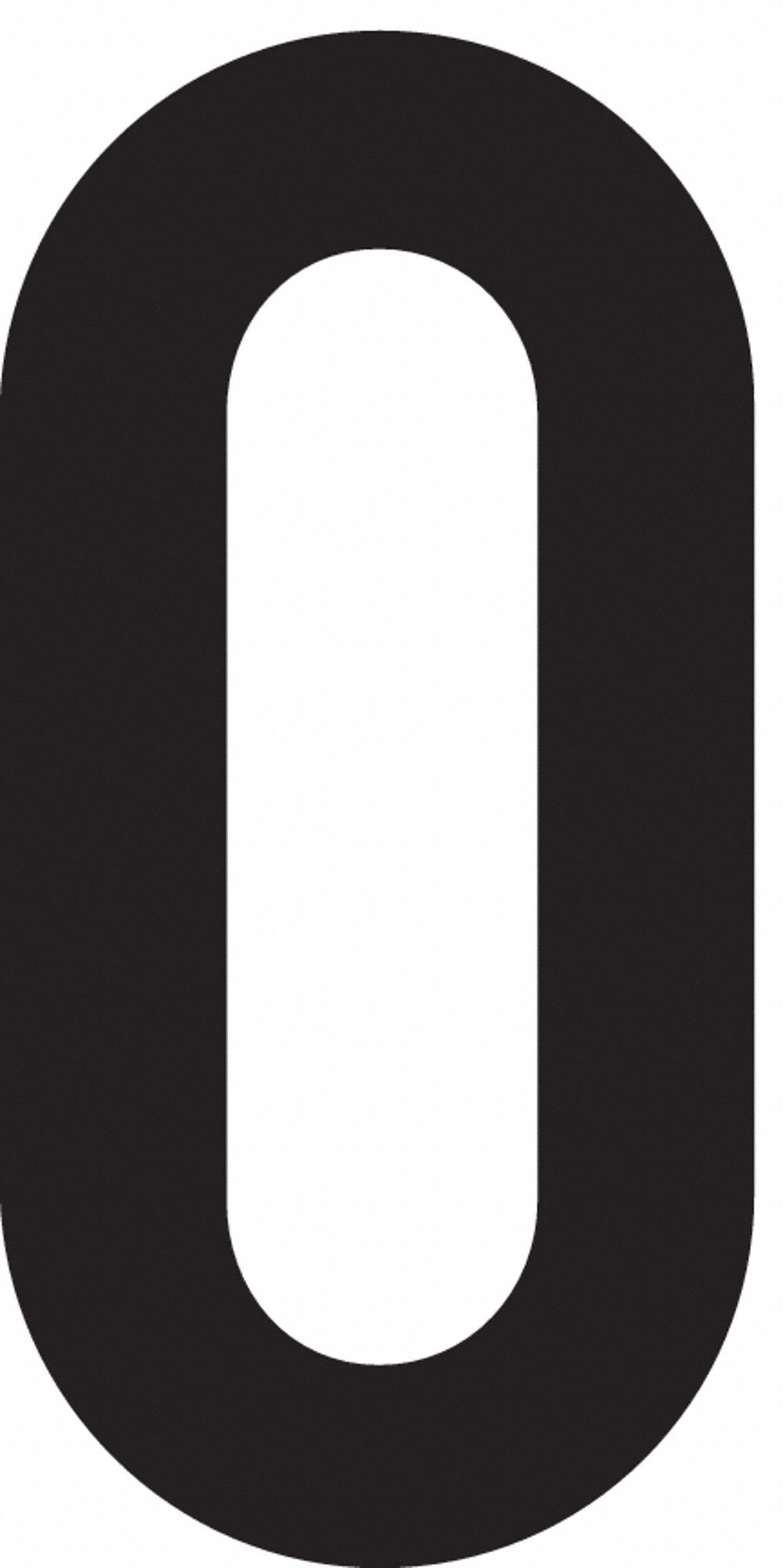 Number Label: 3 1/2 in Character Ht, Indoor/Outdoor, Non-Reflective, Black, 0, 50 Pieces, 50 PK