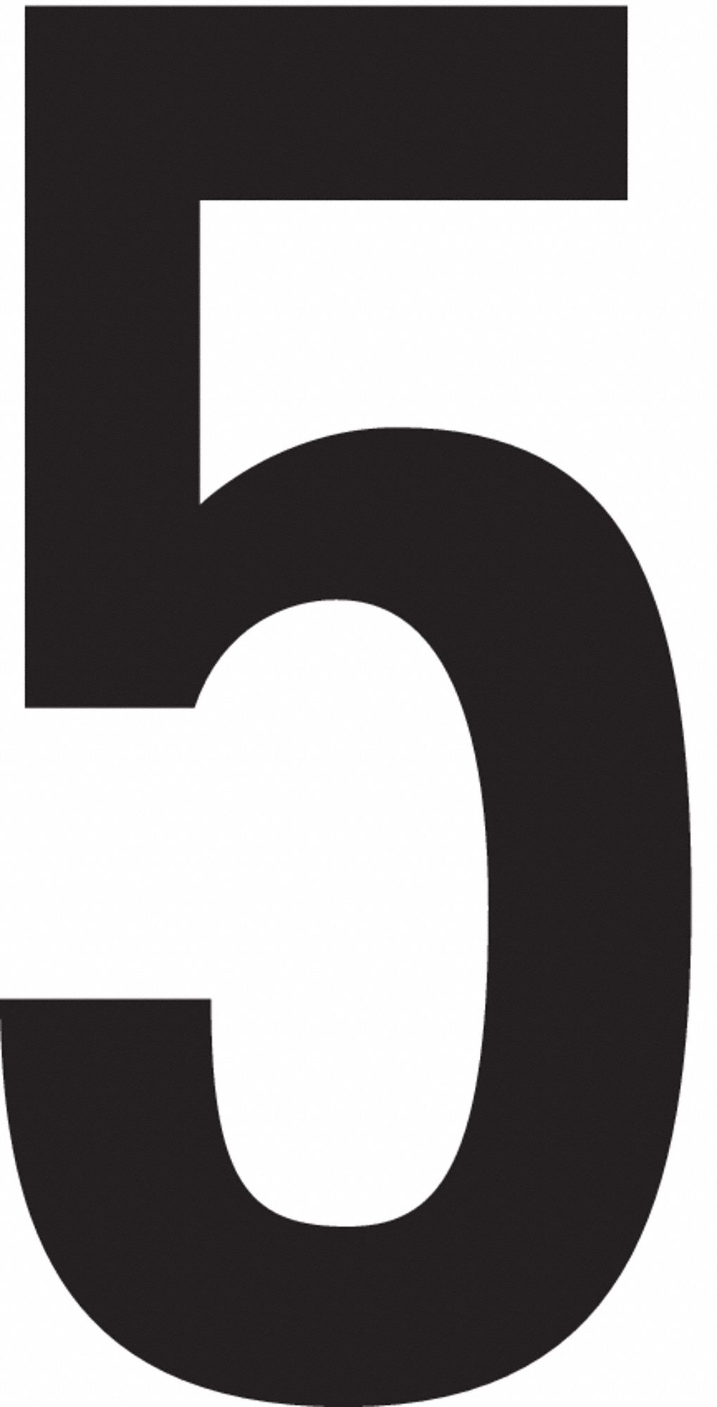 Number Label: 3 1/2 in Character Ht, Indoor/Outdoor, Non-Reflective, Black, 5, 50 Pieces, 50 PK