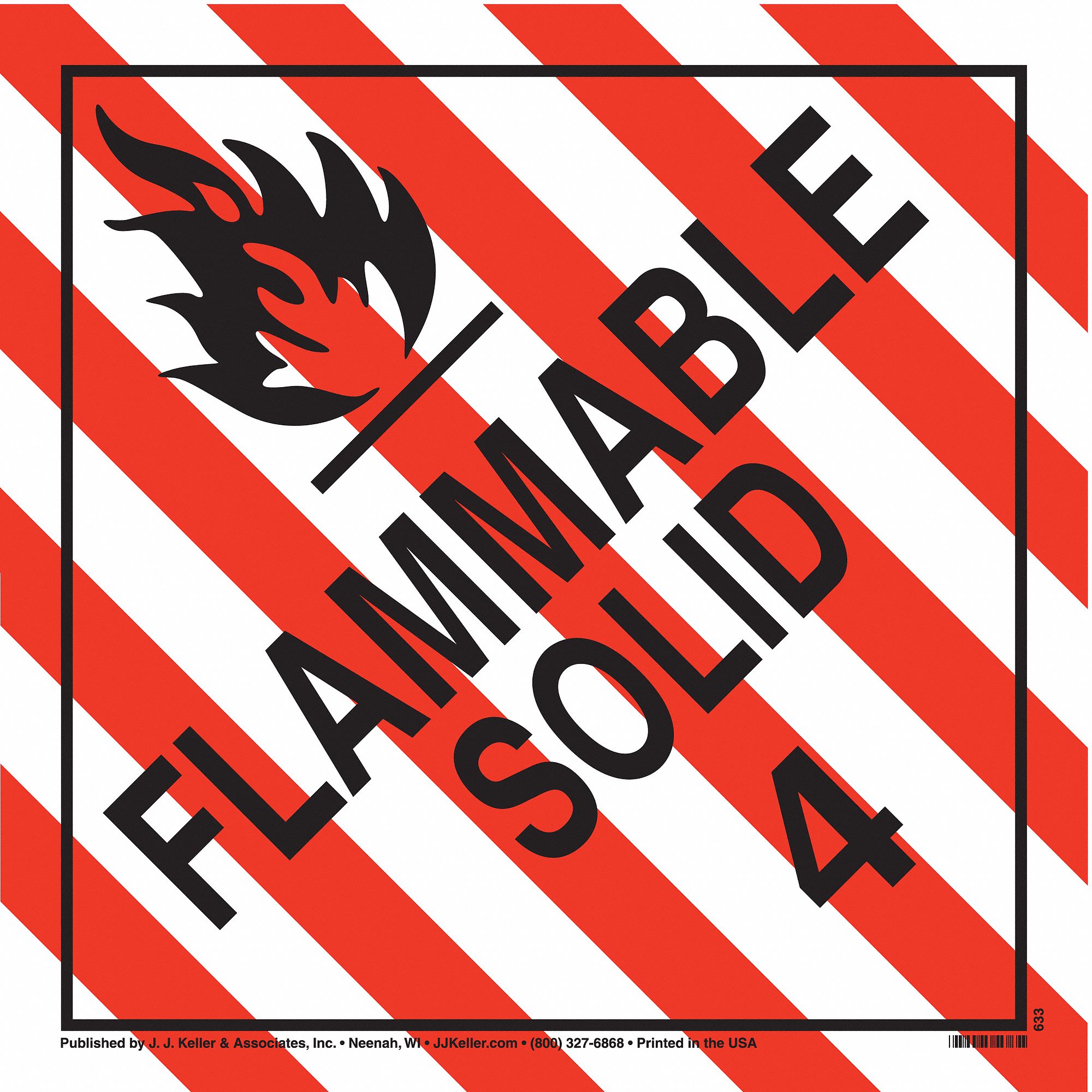 Flammable Solid 10 34 In Label Wd Dot Container Placard 48wu87633